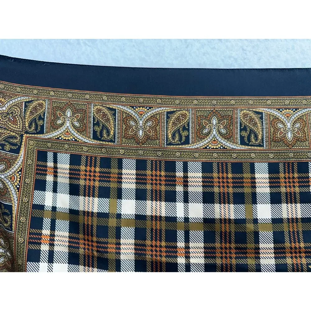 Fall Plaid and Star Paisley Pattern Large Square 100% Polyester Scarf 34 X 34